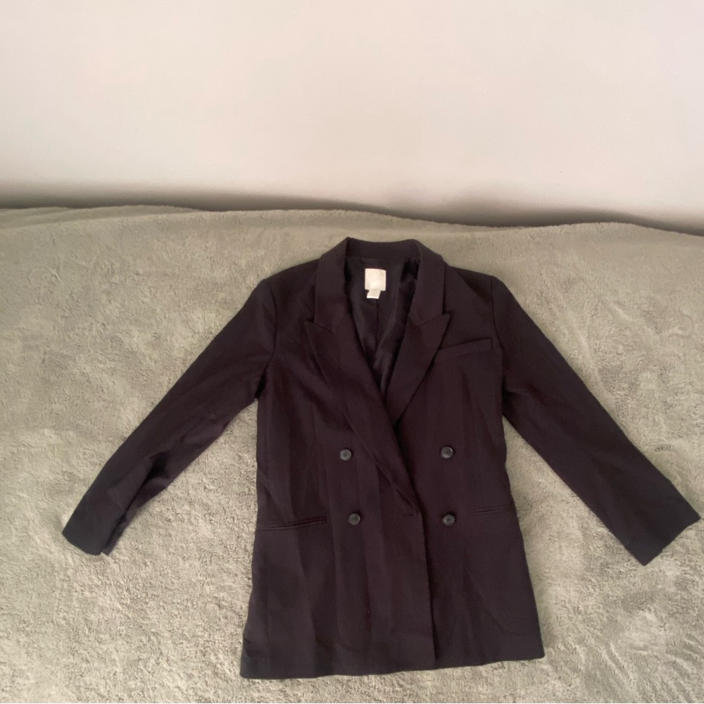 Women's Black Double-Breasted Blazer